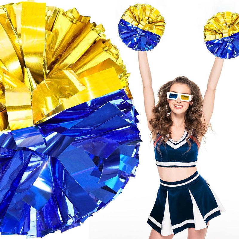 HOLENGS 4Pcs Upgraded 12inch Metallic Cheerleading Pom Poms, Cheerleader Pompoms Cheer Poms for Kids Adults, Cheering Squad Pompoms for School Sports Games Dance Party - Image 4